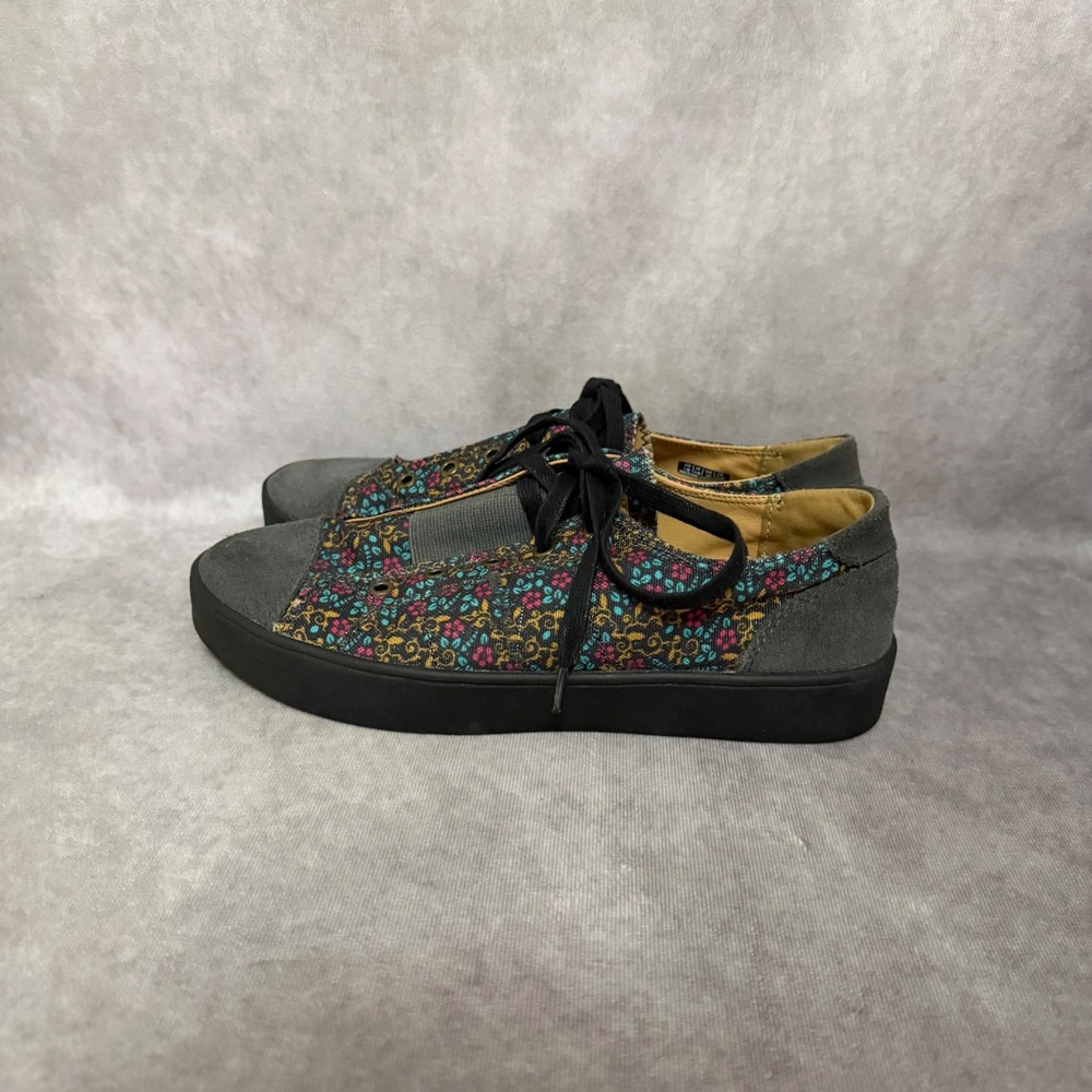 Spenco Malibu Floral Sneakers Womens Size 7.5 Black Grey Fashion Boho Low Top - Picture 3 of 8